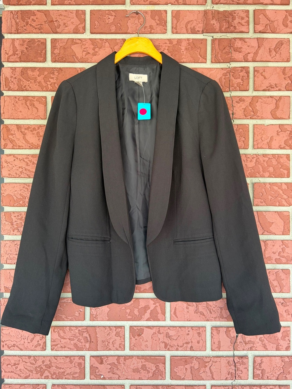 LOFT Black Open-Front Shawl Collar Blazer